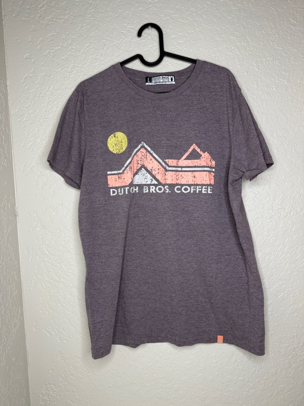 vintage Dutch Bros Purple/brown OG Graphic Tee with Yellow and Peach Accents